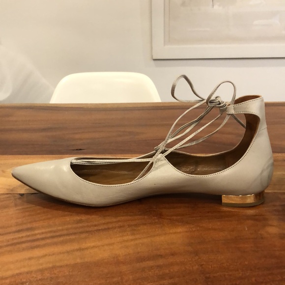 Aquazzura Christy Lace Up Leather Tan flats. Size 41. Excellent condition. - Picture 4 of 9